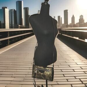 Aimee Kestenberg Genuine Leather Gold Dusted Seude Crossbody Bag 9x6x2